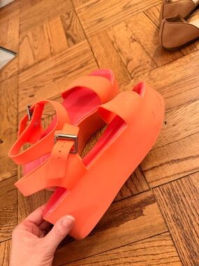 Women’s Platform Sandals - Neon Coral - so Unique!!!